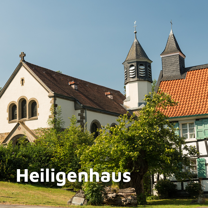 Außenansicht der St. Jakobus Kapelle und Abtskücher Hof in der MuseumsLandschaft Abtsküche in Heiligenhaus