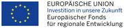 Logo der EU links mit Text daneben "EUROPÄISCHE UNION, Investition in unsere Zukunft, Europäischer Fonds für regionale Entwicklung"