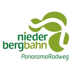 Groen logo met opschrift op wit van het panoramafietspad Niederbergbahn