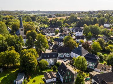 Aerial view of the village of Gruiten in Haan