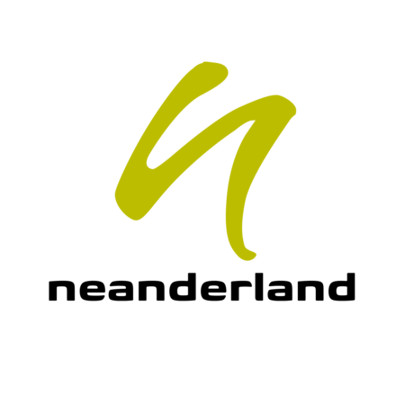 Логотип Неандерленда (зеленая маленькая буква n поверх более мелкой черной буквы Неандерленда)